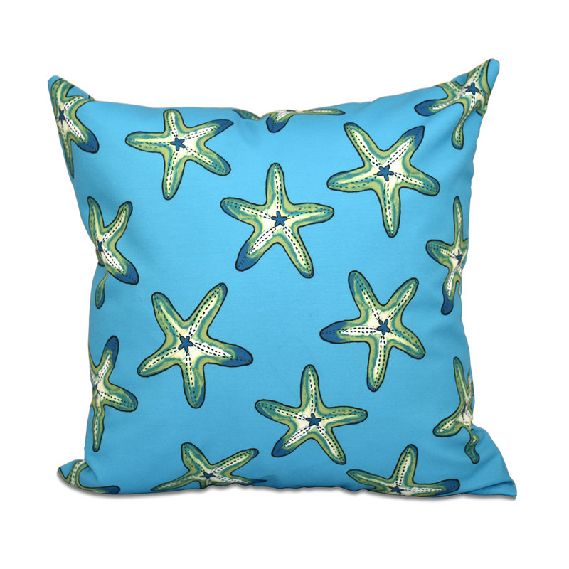 Beach Vacation Pillow Cover & Insert, 16" H x 16" W, Turquoise/Green