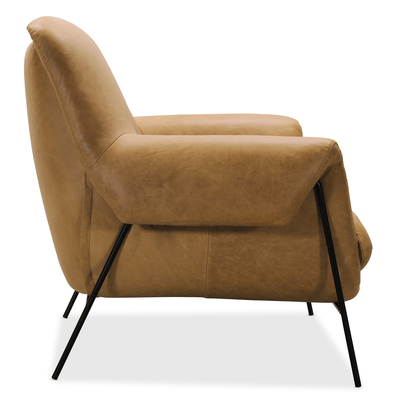 Genuine Leather Club Chair, Brown Genuine Leather