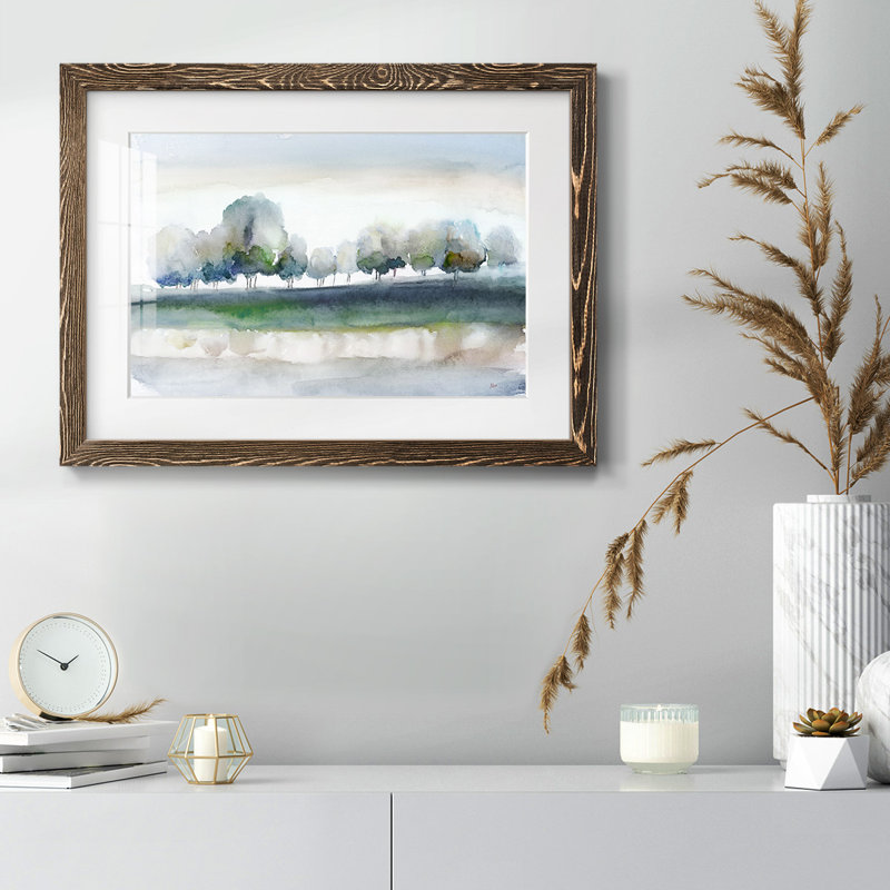Warm Meadowline Indigo, impression sur papier, Noyer, H 26 po x l 38 po x P 1,5 po
