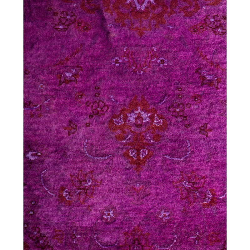 Overdyed Hand-Knotted Wool Modern-Contemporary Purple Area Rug 4' 1" x 6' 1"