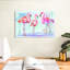 Trio flamant rose Brampt sur fond bleu-107707809