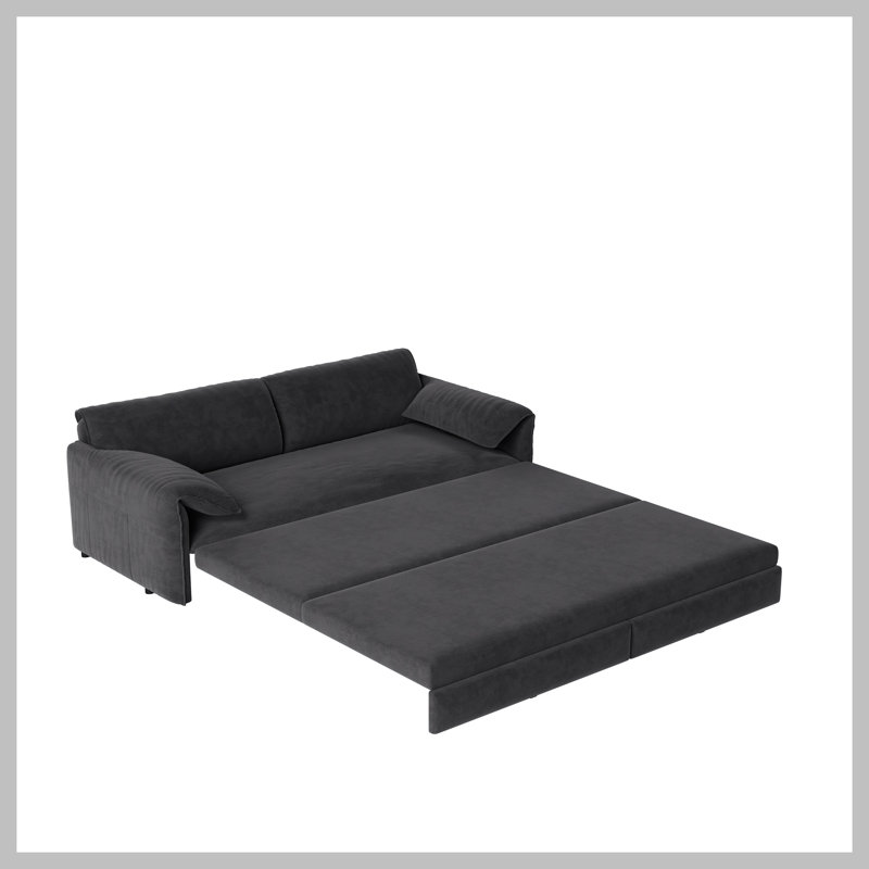 Grand canapé-lit de 66 pouces, canapé-lit convertible 3-en-1 avec rangement latéral, causeuse multifonctionnelle en velours pour divers espaces