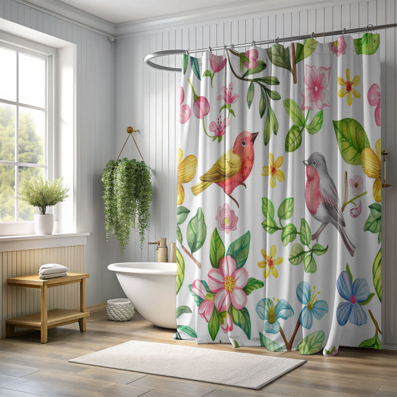 Spring Flow - Rideau de douche Premium, H 74 po x l 71 po