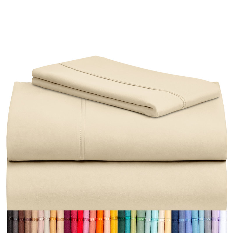 Luxclub 3 PC Cream Twin Silky Soft Cooling Extra Deep Pocket Performance Sheet Set, Twin Sheet Set with 1 Pillowcase, Cream