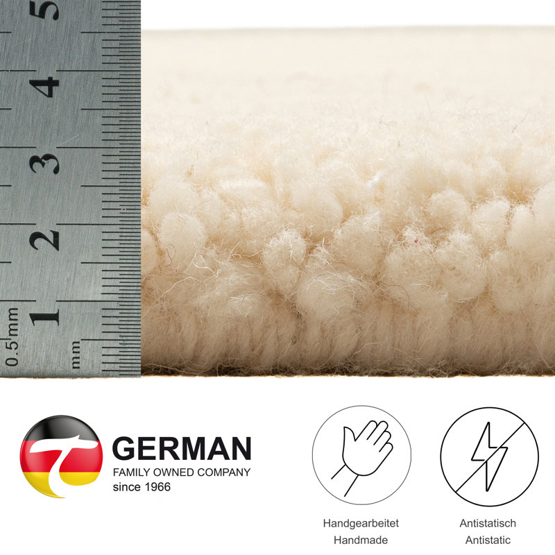 Handmade Berber Wool Rug In Cream, Runner 70 x 620cm