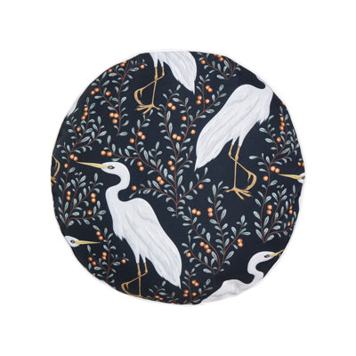 Almaan Pianazzo Indoor / Outdoor Floral Black Circular Scatter Cushion With Filling