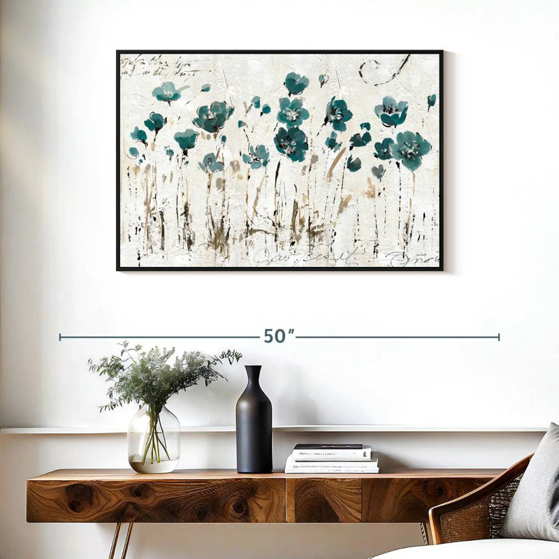 Leota Balance VI - bleu, Cadre flottant noir, 37 po x 25 po