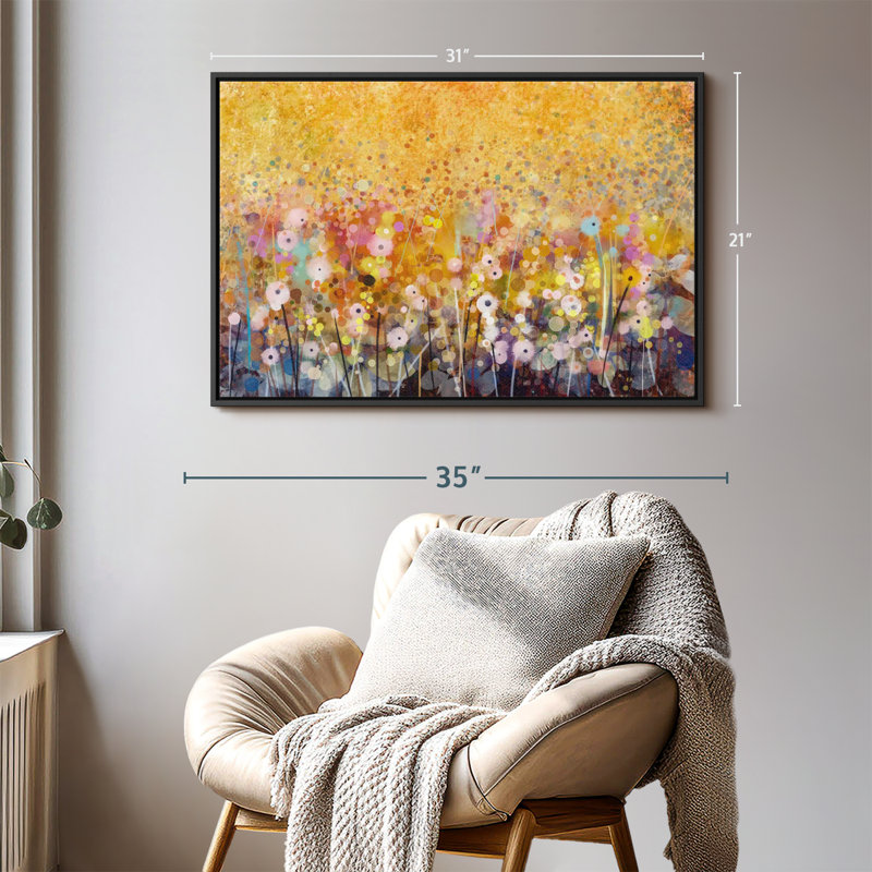 Abstrait «Soft Color Abstract Flowers Canvas Print», H 21 po x l 31 po