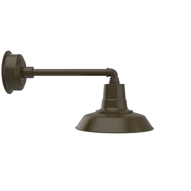 Luminaire de grange d'extérieur à DEL Haleigh, H 10,03 po x l 12 po x P 22,5 po, Bronze acajou