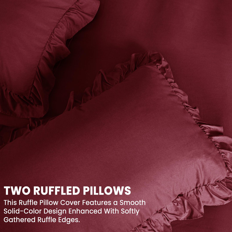 Jimi Microfiber Solid Colour Duvet Cover with Pillowcases, Burgundy, Single