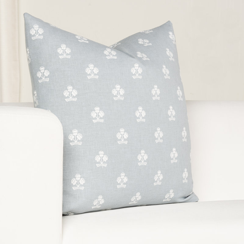 Housse et insert de coussin Hamachi, Plumes, Carré 16 po, Misty Blue Floral