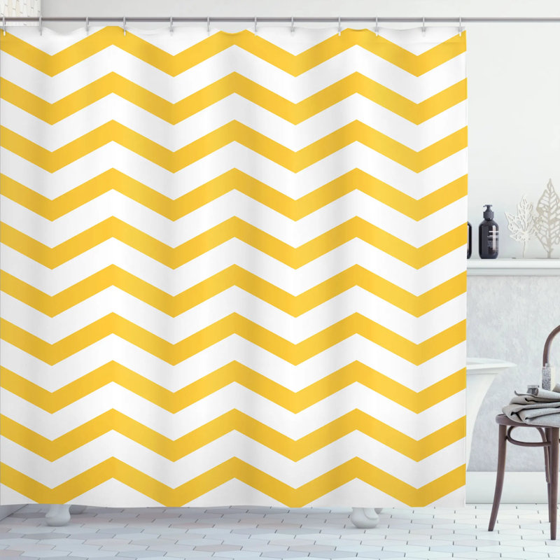 Striped Shower Curtain with Hooks Included, 69" H x 105" W