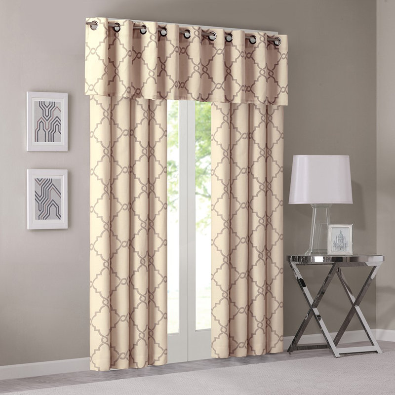 Cantonnière avec œillets Gracie Mills Ondine, Beige foncé