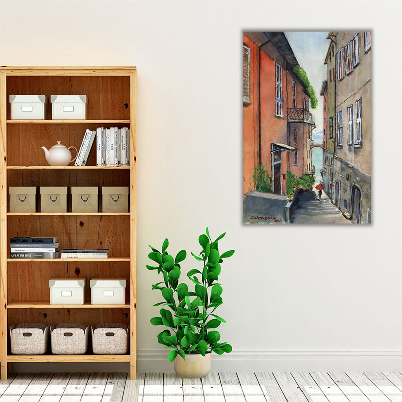 Street View of Lake Como - reproduction d'art sur toile, H 36 po x l 24 po