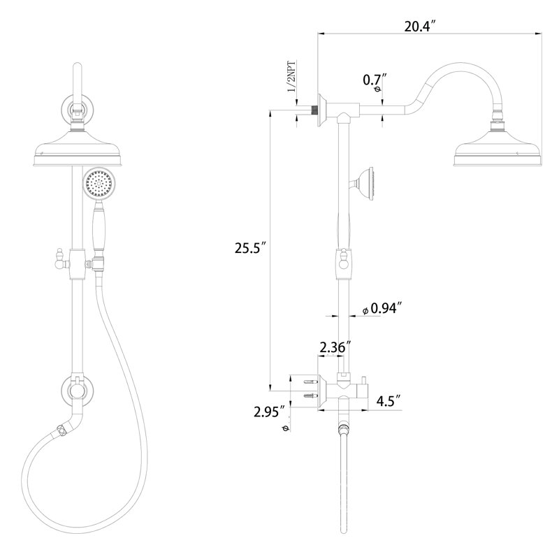 Pomme de douche double 1,8 GPM GPM, Or