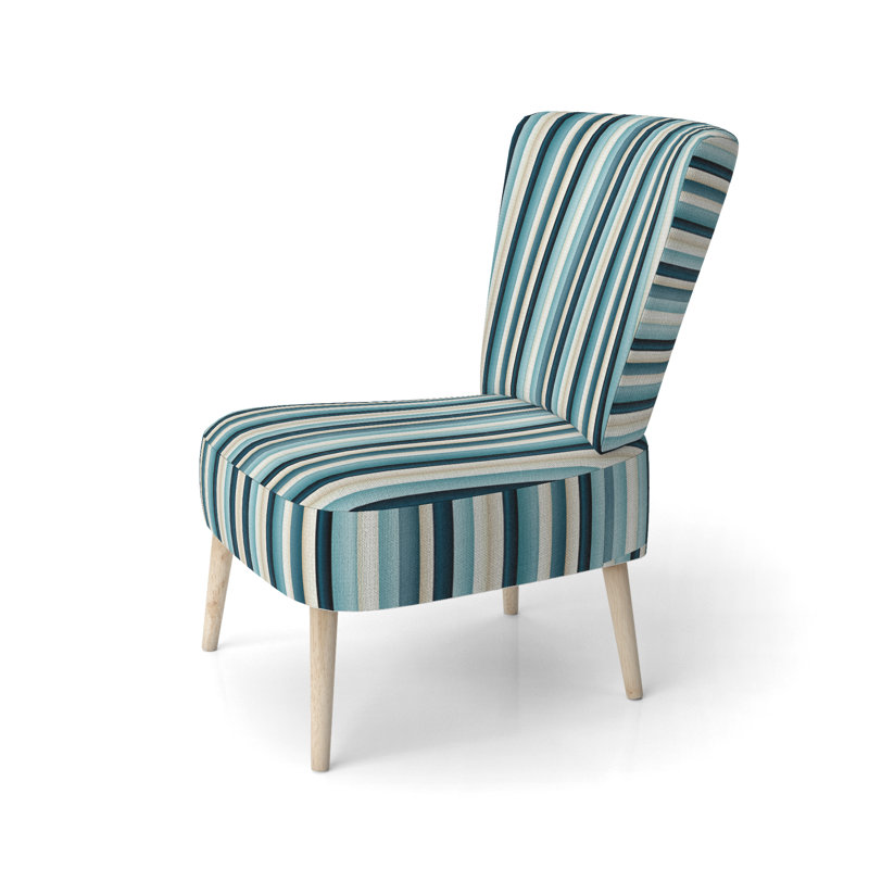 Chaise d'appoint rembourrée à rayures bleues et bleues Harmony