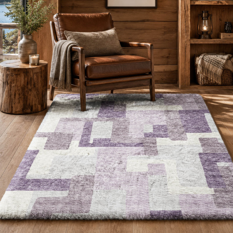 Tapis moderne Dream Shag ADS740, lavable à la machine, de qualité supérieure, Lavender, 5' x 7'6"