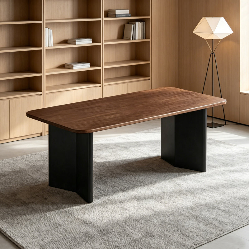 Bureau rectangulaire en bois de noyer durable, H 29,92 po x l 78,74 po x P 35,43 po