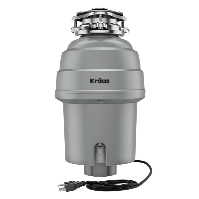 KRAUS Wasteguard High-Speed 1 HP Continuous Feed Ultra-Quiet Motor Garbage Disposal With Power Cord And Flange Included And Universal Mount, KWD200-100MGR
