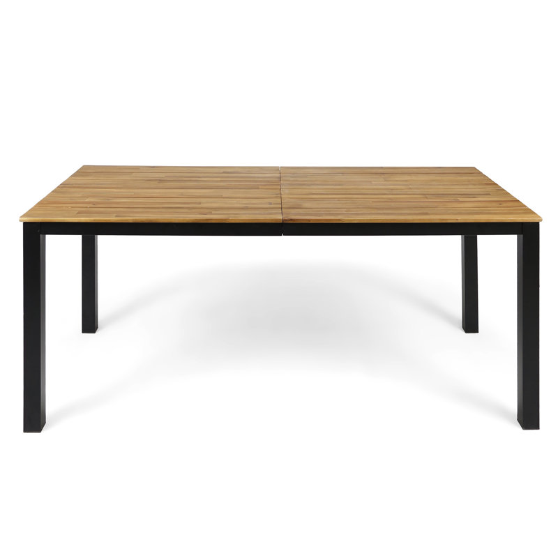 Wood Outdoor Side Table With Strong Iron Supports, 34" D X 70.4" W 30" H Legs, 30