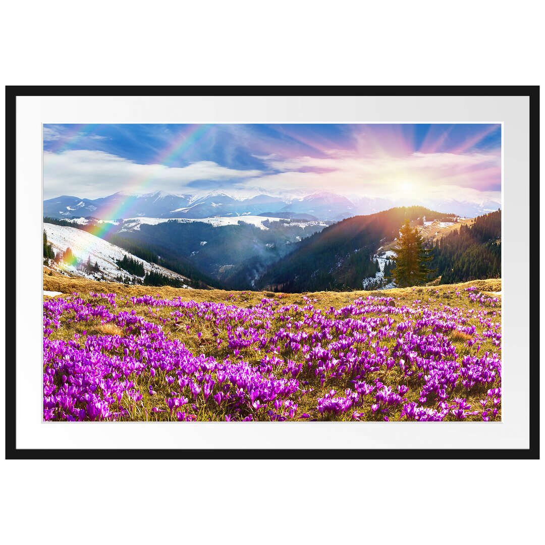 Gerahmtes Poster Berge mit Regenbogen