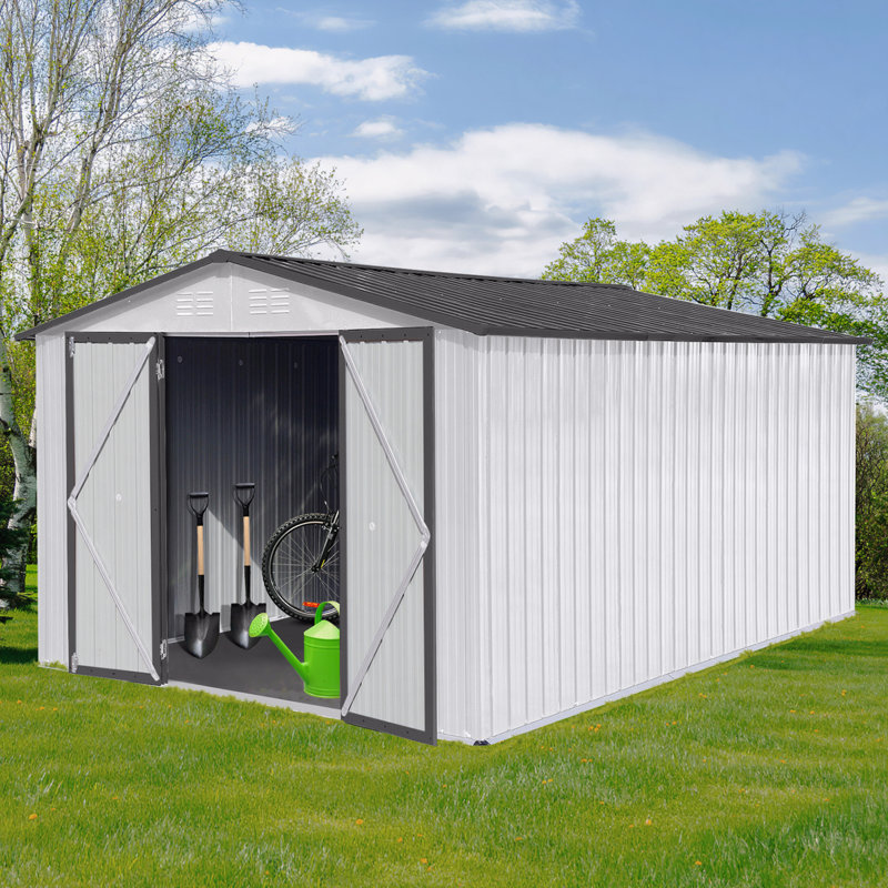 Metal Garden Sheds 12Ftx10ft Outdoor Storage Sheds, Gray