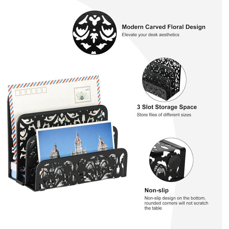 Metal Desk Organiser, Black