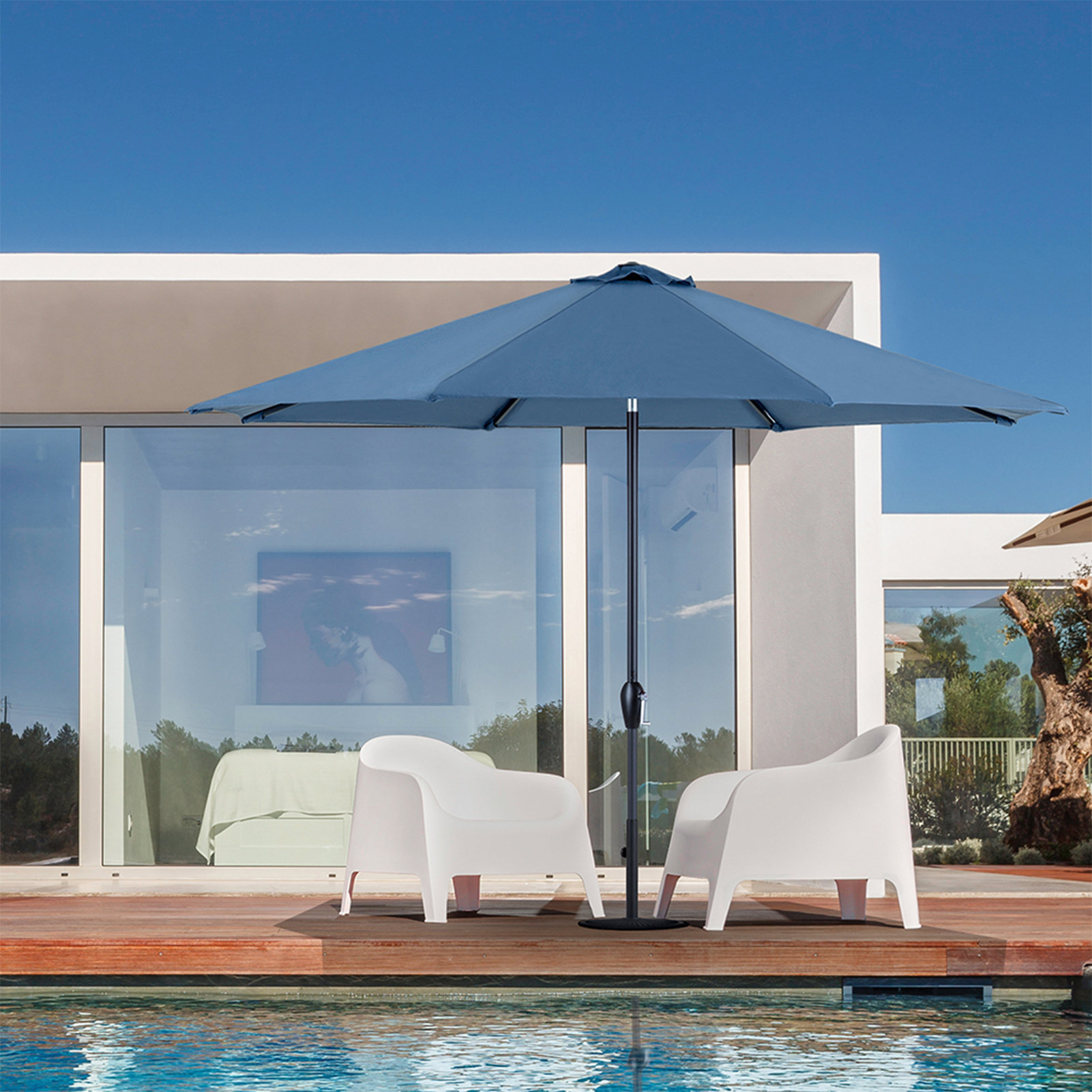 Housse De Rechange Parasol 300 Cm Beige – Toile Polyester Protection UV – 8 Nervures – Extérieur Jardin