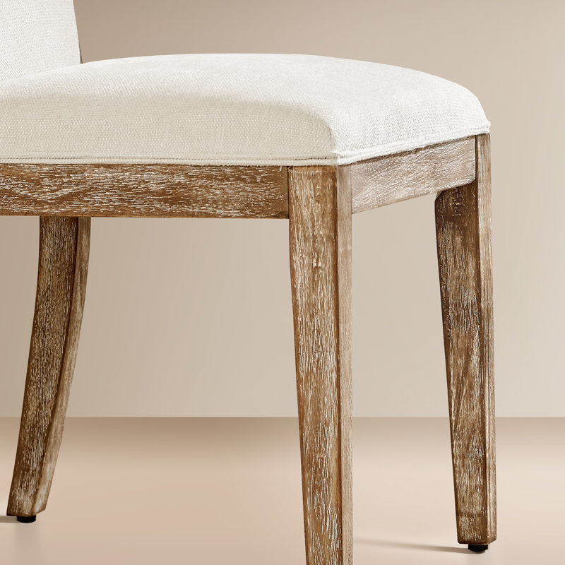 Chaise rembourrée avec cadre en bois massif, Ivoire ivoire
