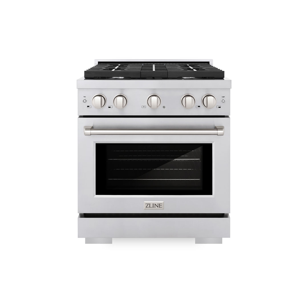 ZLINE 30 in. 4.2 cu. ft. Paramount Dual Fuel Range W/ 4 Burner Gas Cooktop & Electric Convection Oven in Stainless Steel (SDR30) ZLINE