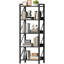Bibliothèque industrielle noire à 5 niveaux, bibliothèque à cadre en métal pour le salon, la chambre à coucher, la cuisine ou le bureau à domicile
