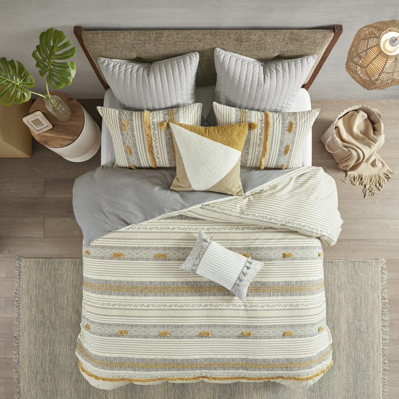 Ensemble de housse de couette en coton 3 pièces Cody, Housse de couette double / grand + 2 taies décora