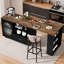 Îlot de cuisine avec table allongée, armoire de rangement, tiroirs, brun rustique et chêne noir-374892674