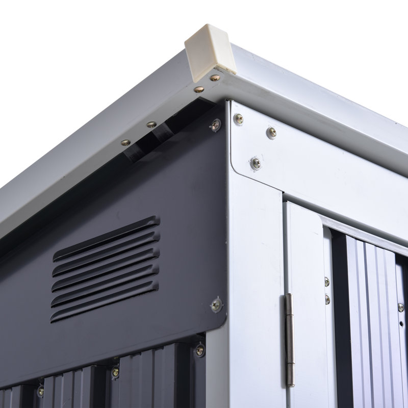 Outsunny 3.2 x 5.1ft Corrugated Steel Two-Bin Storage Shelter - Black