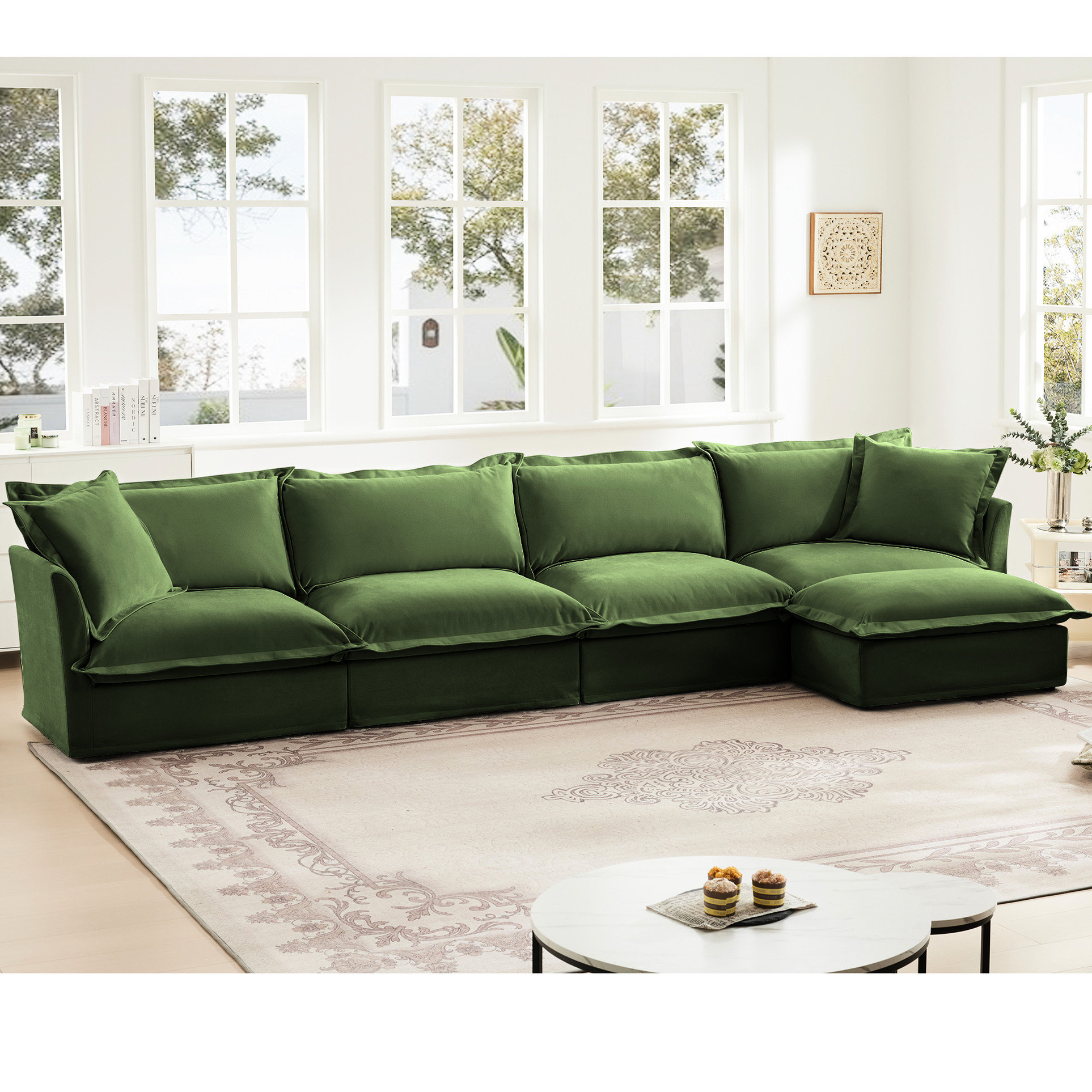 Latitude Run® 4 Seater Couch With Chenille Fabric, L Shape Sectional ...