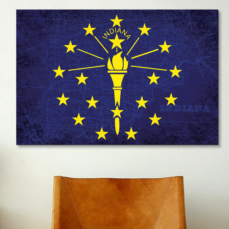 « indiana flag », impression sur toile map, H 12 po x l 18 po x P 1,5 po, Toile tendue, Pas de tapis