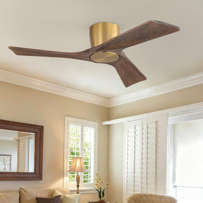 36 in. 3-Solid Wood Blades Indoor Standard White Ceiling Fan Flush Mount with Remote