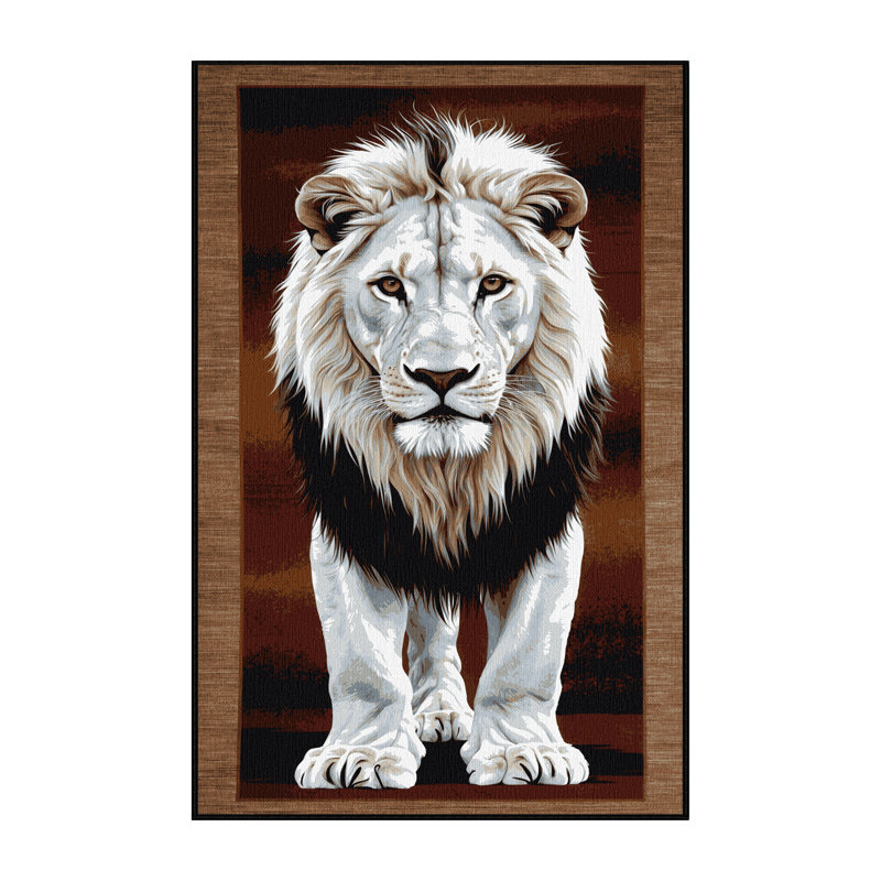  Tapis blanc lavable lion de Timbavati, Rectangle 6 pi x 9 pi
