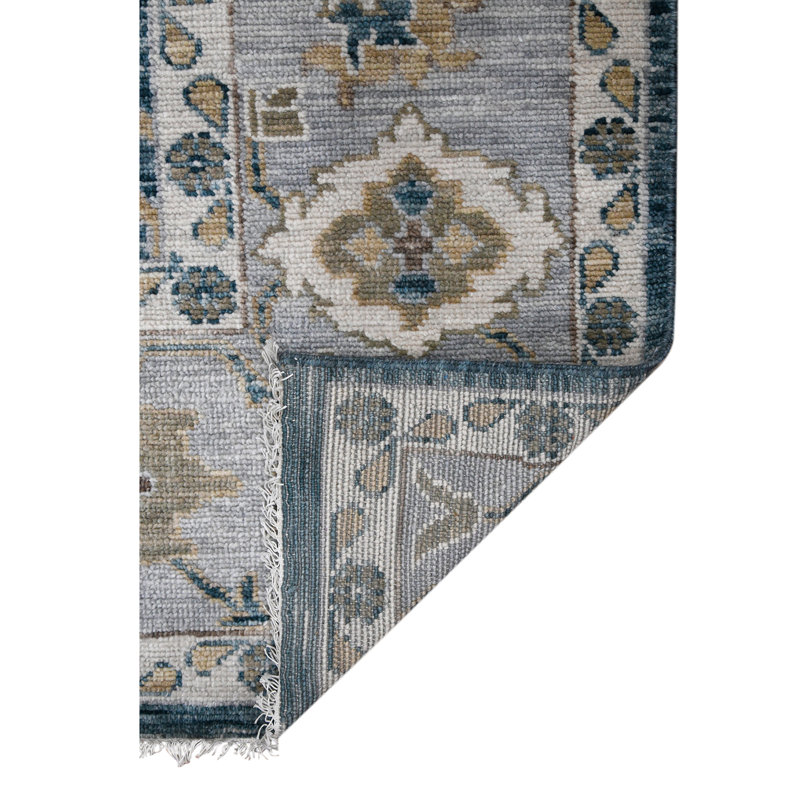 Blu Hand Knotted Wool Oriental Area Rug, Rectangle 8' x 10'