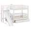 Lit superposé simple au-dessus de simple avec escalier et glissières, lits superposés en bois massif avec tiroirs de rangement-711561998