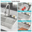 Évier de cuisine à cascade encastrée 33 po - 33 po x 22 po - éviers de cuisine à rebord à cuve simple de calibre 16 en acier inoxydable avec robinet coulissant et laveuse à tasses, 33 po x 22 po x 10 po