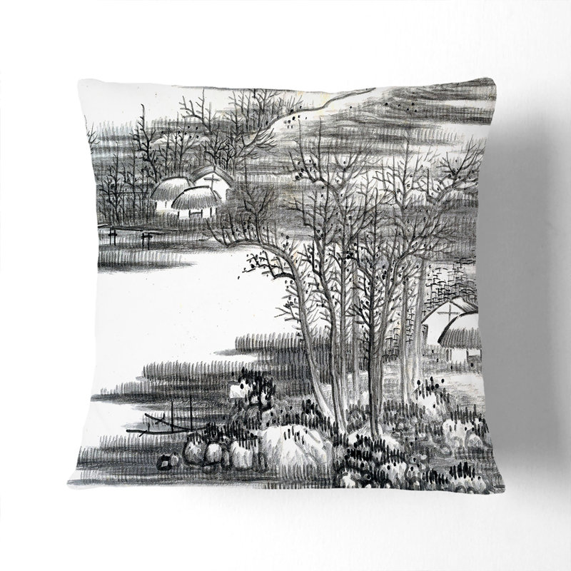 Floral Square Throw Cushion, 55cm H x 55cm W x 20cm D, Black