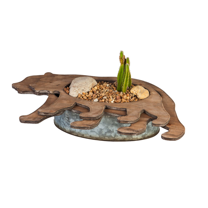 Kodiak Metal Statue Planter
