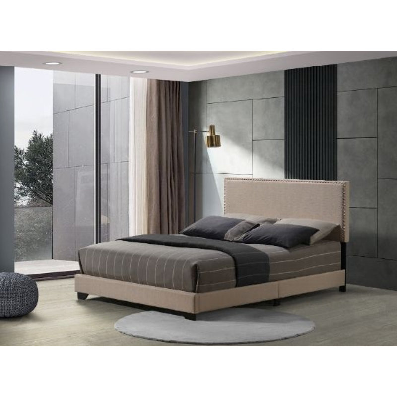 Upholstered Standard Bed, Beige