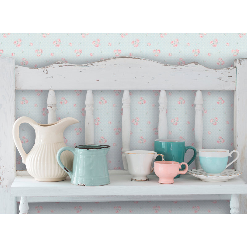 Maison Charme Vintage Rose Motif 10.05m x 53cm Wallpaper Roll, Pink