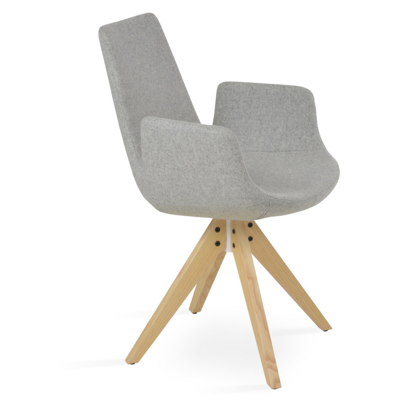18'' H Wool Upholstered Parsons Chair, Silver Wool