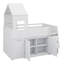 Lit mezzanine simple avec bureau et armoire pour enfants et adolescents, lit mezzanine en bois avec toit, tiroirs et tablettes de rangement-407667209
