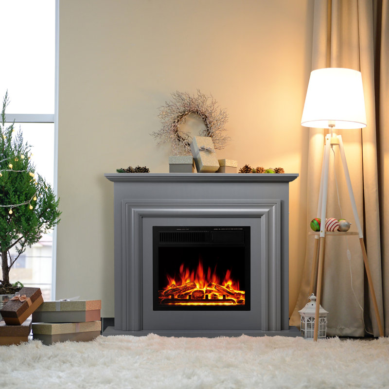 35.35“ Electric Fireplace with Remote Control, Gray