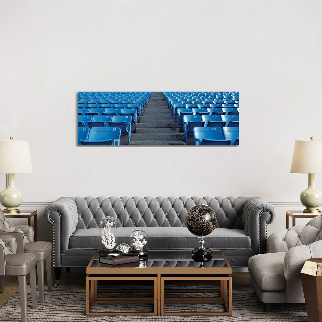 Empty Blue Seats in a Stadium, Soldier Field, Chicago, Illinois, USA - Wrapped Canvas Panoramic Photograph