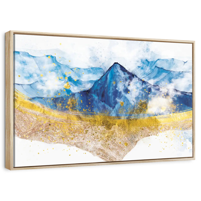 Golden Grieco Mountain, Cadre flottant en bois naturel, 46 po x 31 po
